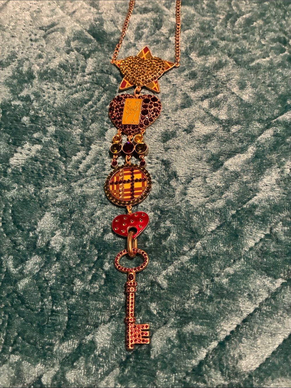 Pilgrim Multicolor Pendant Necklace with Key Charm
